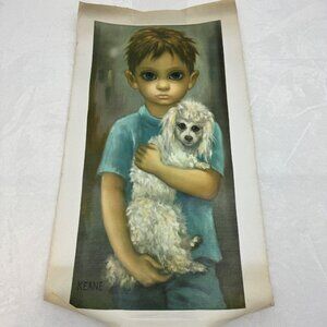 Vintage Margaret Keane No Dogs Allowed Big Eyes Canvas Print 12"x24"